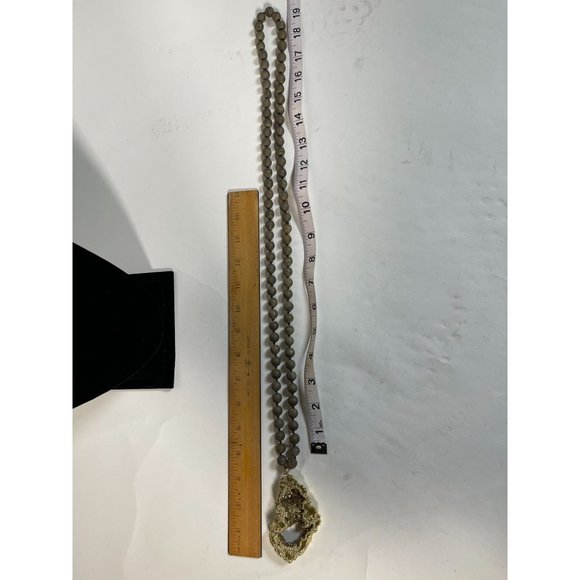 Pyrite Fools Gold Long Large Necklace Open Slice Pyrite Beads Statement Piece - Picture 6 of 10